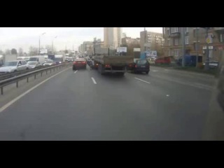 lucky, almost fell under the wheels of a kamaz