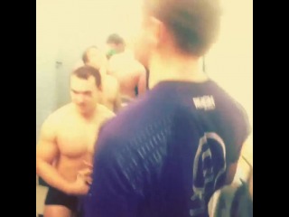 rugby players in the locker room